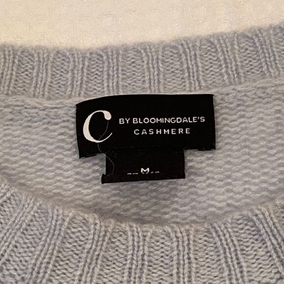1209 C By Bloomingingdales Cashmere Crewneck Sweater Blue Snowflakes Size M New - Picture 7 of 7